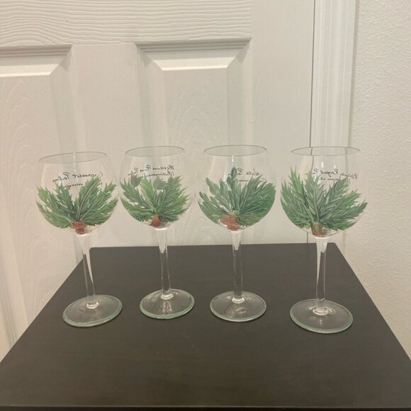 VINTAGE HAND PAINT WINE GLASSES PALM TREES VERSATILE DRINKS FUN STYLE TROPICAL - Picture 15 of 16